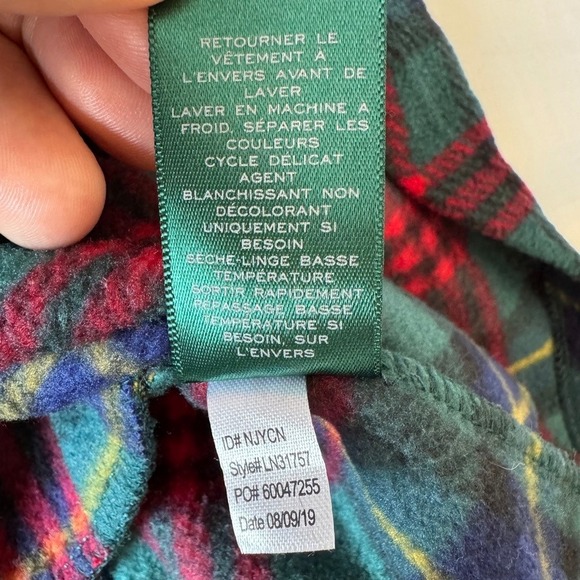 Lauren Ralph Lauren Tartan Plaid Fleece Nightdress Long Sleeve Crest Logo Pocket - Picture 9 of 14